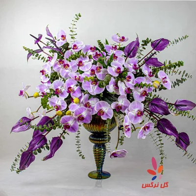 جام گل ارکیده و آنتوریوم (تم بنفش)