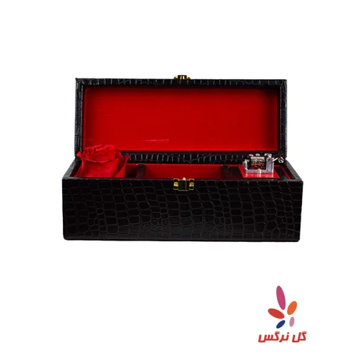 گل رز جاودان قرمز به همراه باکس موزیکال (سایز بزرگ)