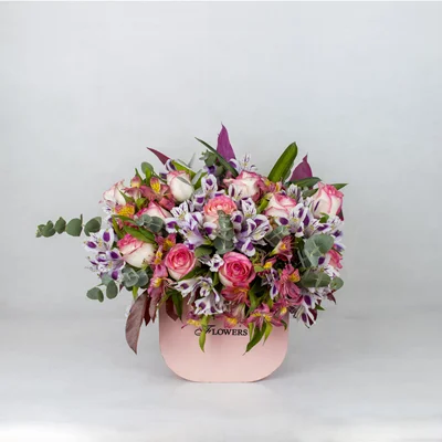 باکس گل رز هلندی و آلسترومریا