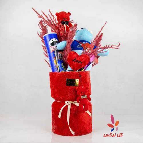 باکس ولنتاین استوانه ای دو تکه (تم: قرمز)