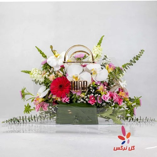 باکس گل شفاف دسته طلایی (شماره 1)