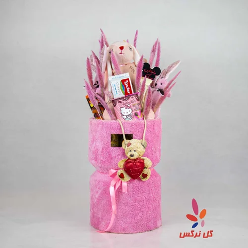 باکس ولنتاین استوانه ای دو تکه (تم: صورتی)